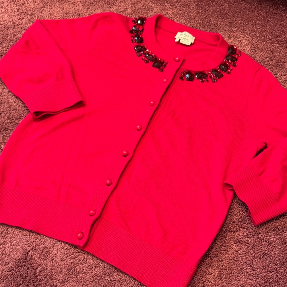 Kate Spade jeweled neckline cardigan- M